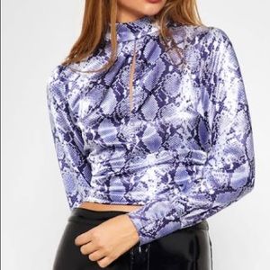 TOPSHOP-front split snake print top-NWT